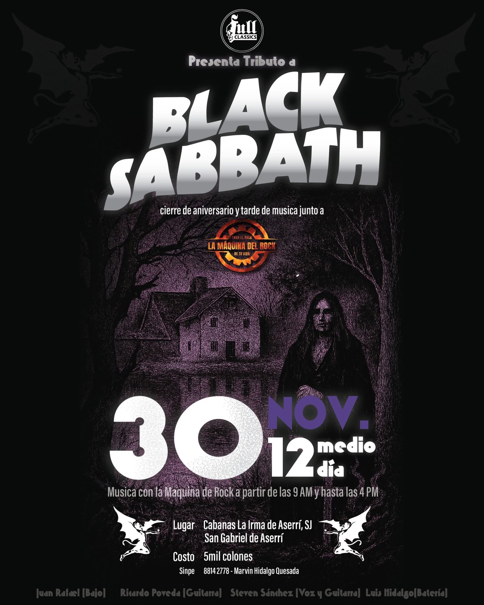 Tributo a Black Sabbath con full classic